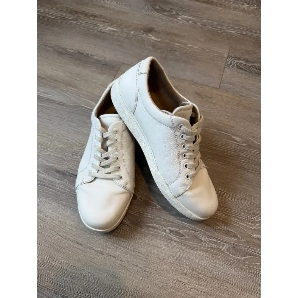 Leather sneakers, ABEO Addie 2320, white lace-up casual sneakers